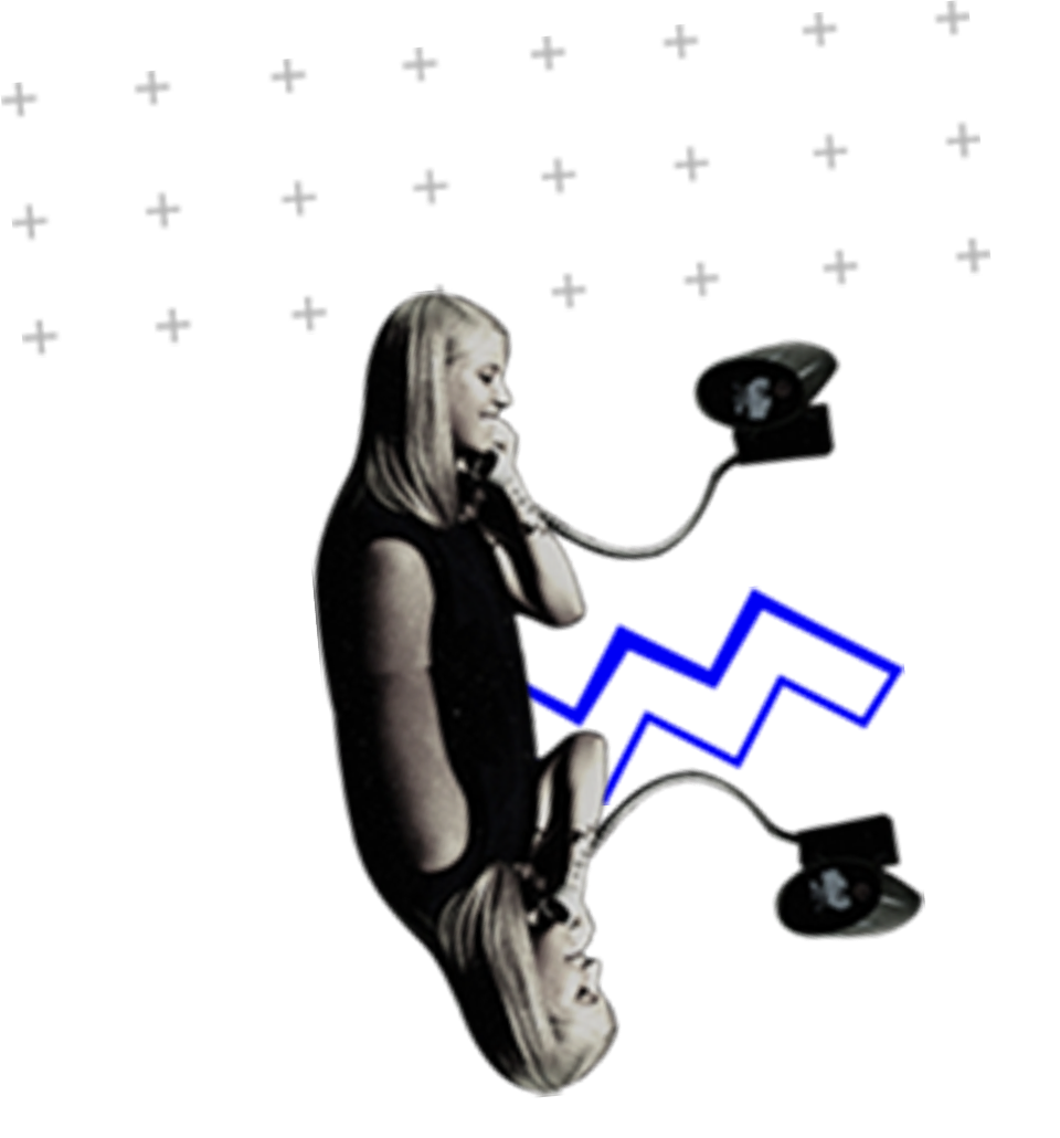 Illustration of a person talking on a rotary telephone